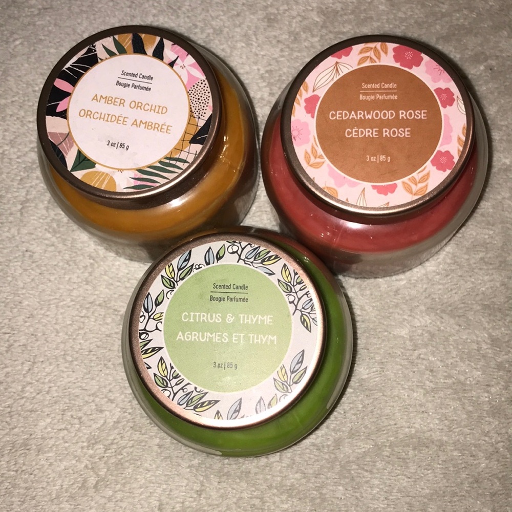 Amber Orchid, Cedarwood Rose & Citrus Thyme Scented Candle Set - 3 Pack